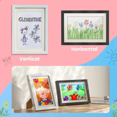 Fidtoy Frame for Children's Drawings – Large Capacity Magnetic Front Art Display for Kids