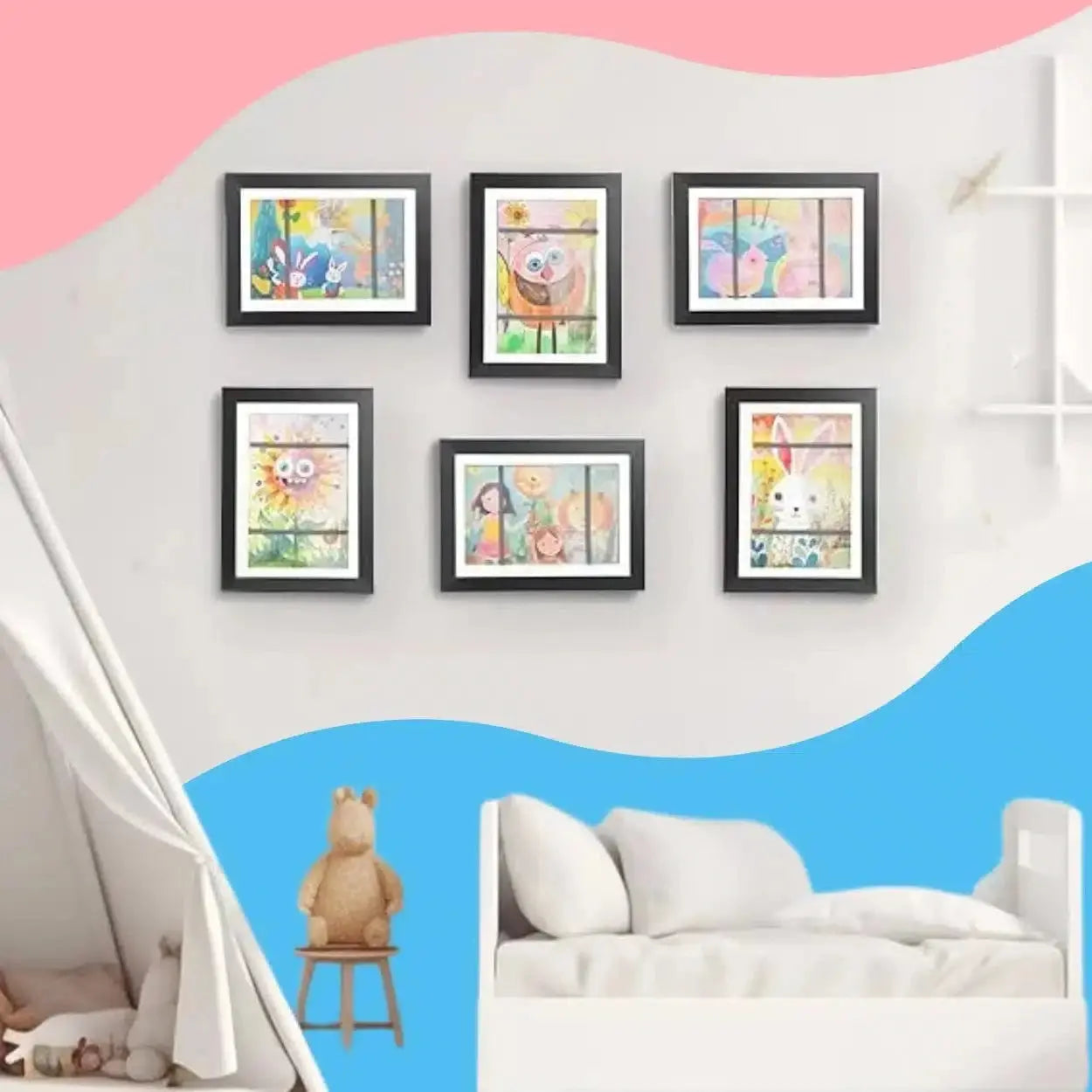 Fidtoy Frame for Children's Drawings – Large Capacity Magnetic Front Art Display for Kids