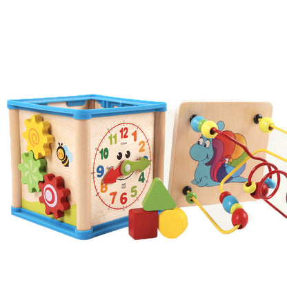 Wooden Activity Cube Toy Multi Function Learning Motor Skills Toddler Children