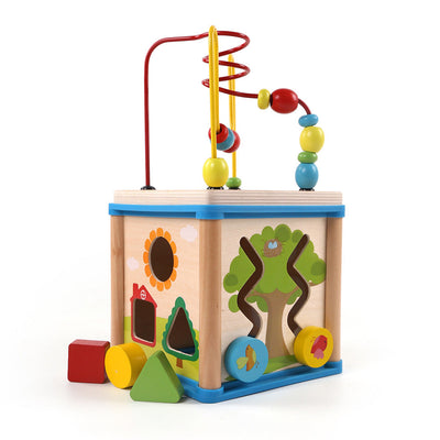 Fidtoy Cube d'Activités 5-en-1 en Bois pour Bébés et Tout-Petits