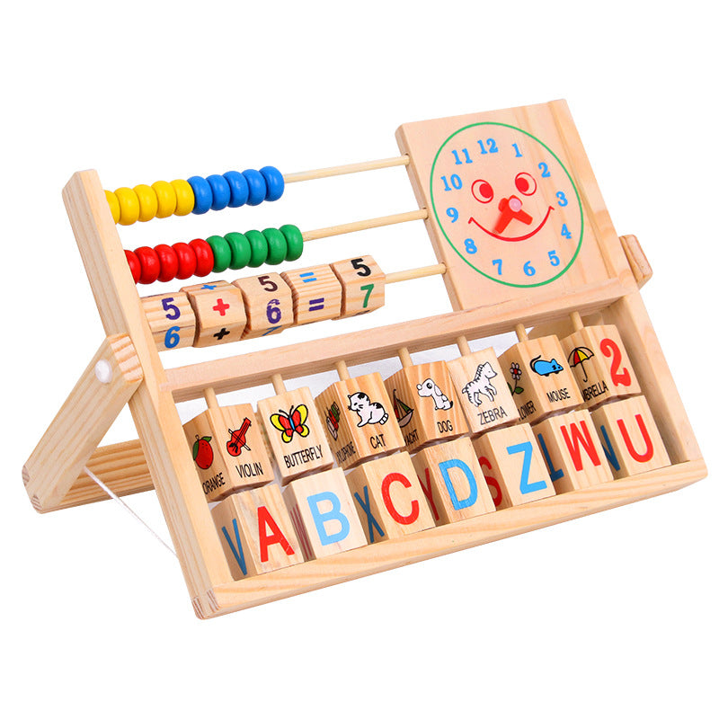 Wooden clock alphabets and numbers calculator clock Learning multi-function excellent birthday gift