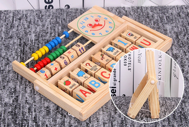 Wooden clock alphabets and numbers calculator clock Learning multi-function excellent birthday gift