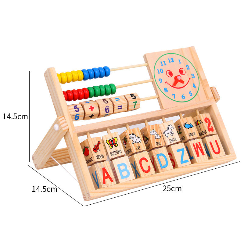 Wooden clock alphabets and numbers calculator clock Learning multi-function excellent birthday gift