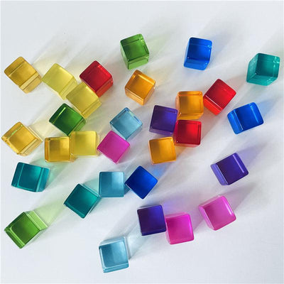 Fidtoy Bloques de Construcción de Colores Claros – Cubos Apilables de Acrílico Transparente para el Juego Educativo de Niños
