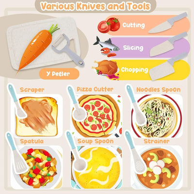 Pretend Play Cookware Kitchen Toy Set for Kids 2- 6 Years Old