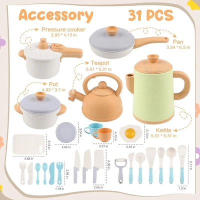 Pretend Play Cookware Kitchen Toy Set for Kids 2- 6 Years Old
