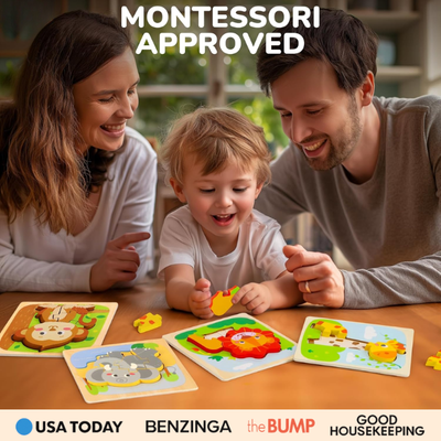 Jeu de Puzzles en Bois Épais MiniMind™ - Jouets d'Apprentissage Montessori pour Tout-Petits