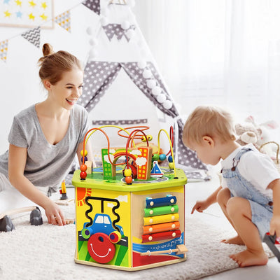 Fidtoy 7-in-1 Wooden Activity Cube – Montessori Learning Toy for Toddlers