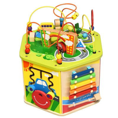 Fidtoy 7-in-1 Wooden Activity Cube – Montessori Learning Toy for Toddlers
