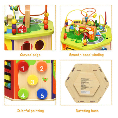 Fidtoy 7-in-1 Wooden Activity Cube – Montessori Learning Toy for Toddlers