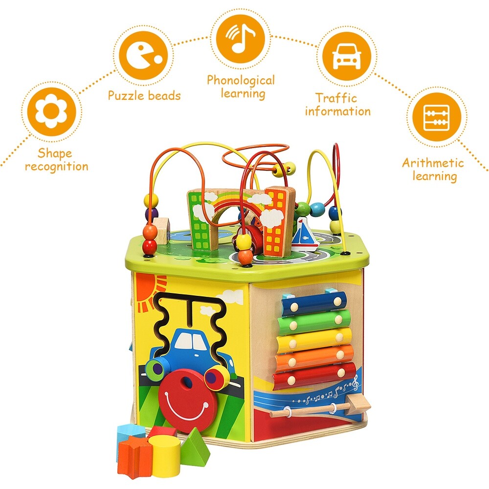 Fidtoy 7-in-1 Wooden Activity Cube – Montessori Learning Toy for Toddlers