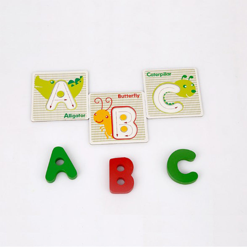 Wooden Learning Card 26 Alphabets English letters and Pictures, great gift for Birthday