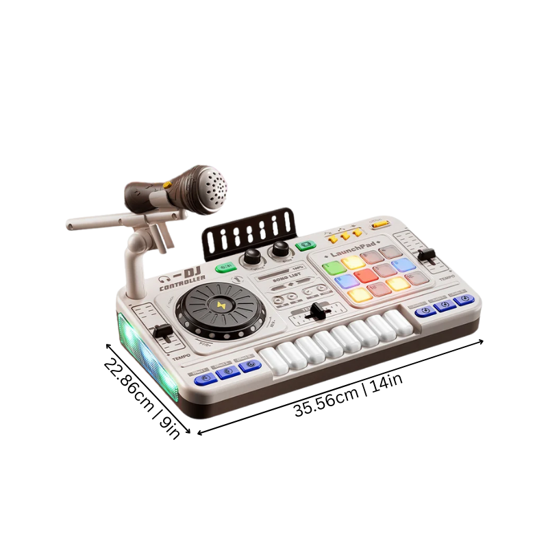 Fidtoy Table de Mixage DJ pour Enfants avec Lumières Sons Microphone Bluetooth Jouet Musical pour Tout-petits Cadeau de Jeu Musical Créatif
