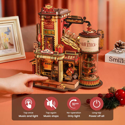 Christmas Dream Gift Factory 3D Wooden Puzzle Music Box