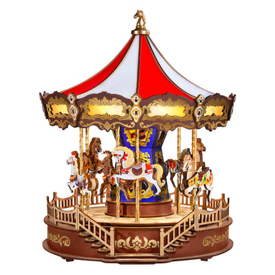 Puzzle en bois 3D Carrousel classique — Boîte à musique rotative avec lumières LED