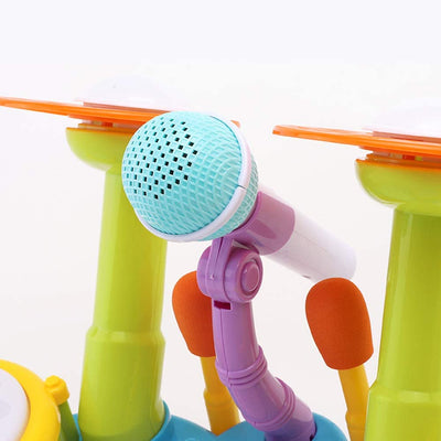 Batterie de table pour débutants avec baguettes, microphone, lumières, musique interactive et sons pour enfants