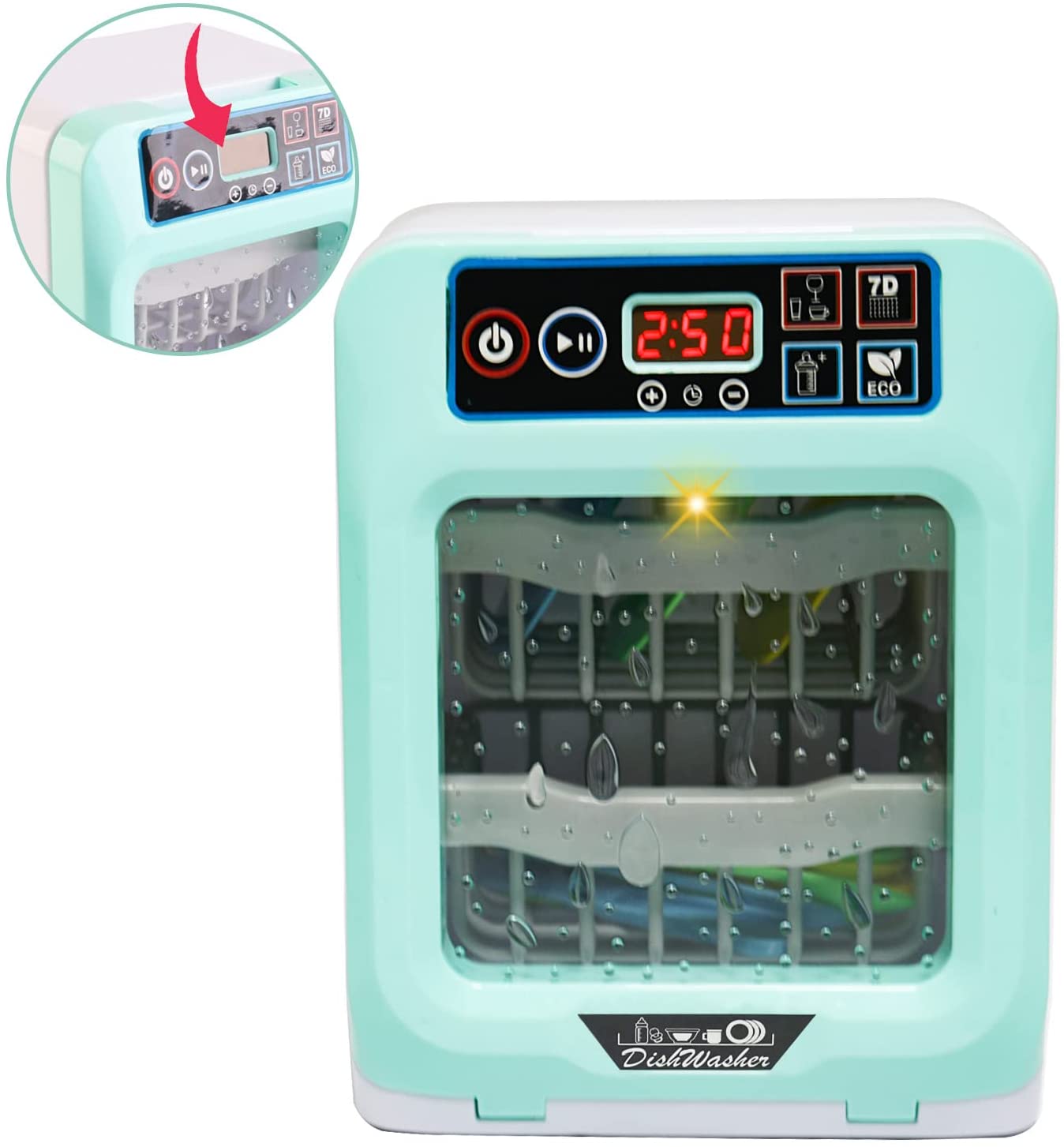 'My First Dishwasher’ LCD Screen Kitchen Play Set for Kids Role Play Christmas Gift with Realistic Lights and Sound Functions