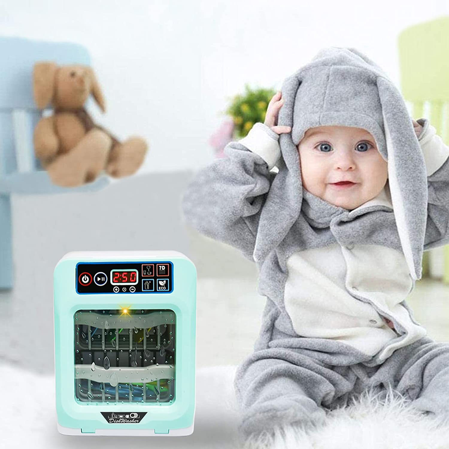 'My First Dishwasher’ LCD Screen Kitchen Play Set for Kids Role Play Christmas Gift with Realistic Lights and Sound Functions