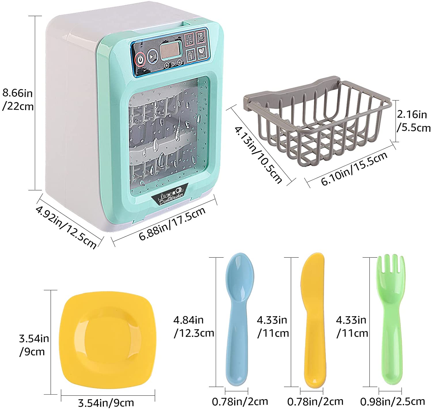 'My First Dishwasher’ LCD Screen Kitchen Play Set for Kids Role Play Christmas Gift with Realistic Lights and Sound Functions