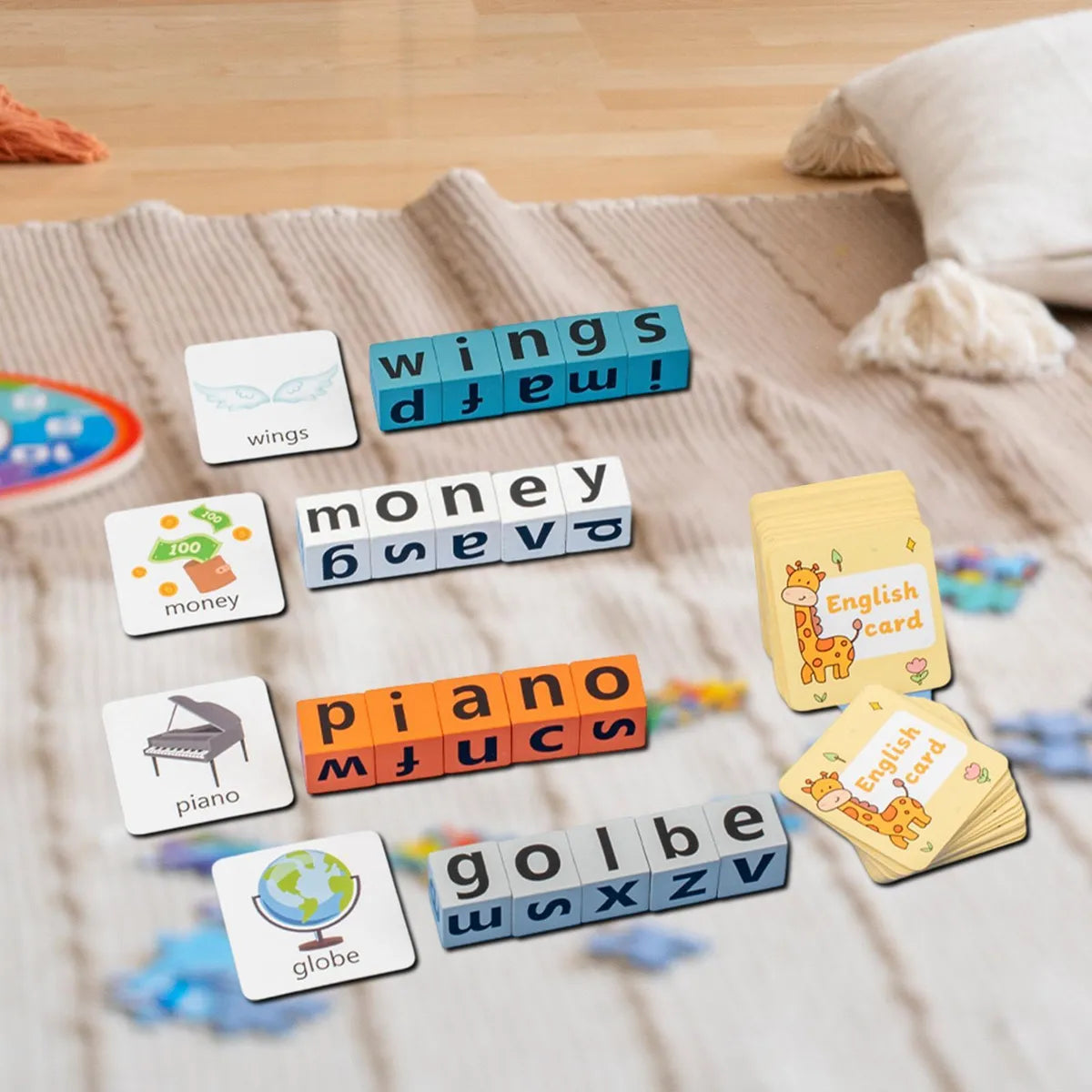 Wooden Spelling Blocks Game with Buzzer 2 to 4 Players - 584