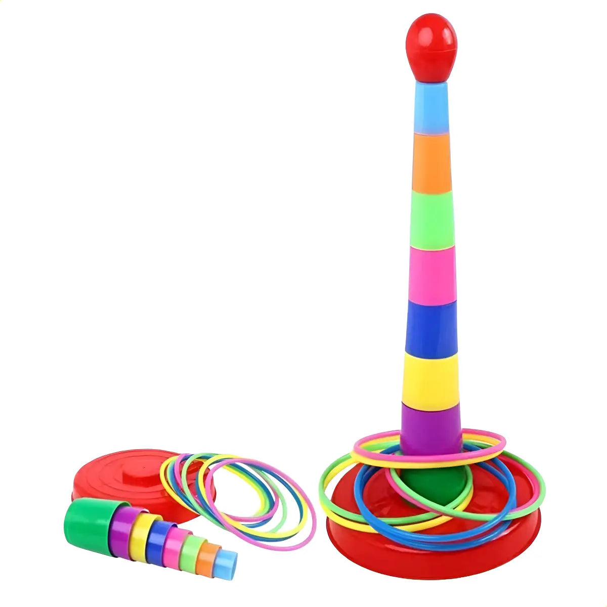 Jeu d'anneaux Fidtoy Toss and Catch – Jouet d'activité familiale intérieure et extérieure