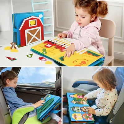 Livre d'activités Montessori en bois pour tout-petits – Jouet d'apprentissage des gestes d'habillage