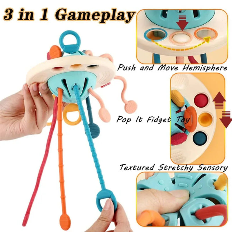 Montessori Sensory Silicone Pull String Toy