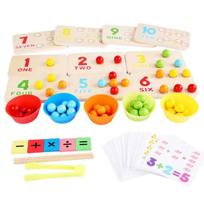 Wooden Beads Counting and Sorting Game - Montessori Educational Toys