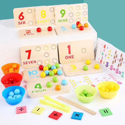 Wooden Beads Counting and Sorting Game - Montessori Educational Toys