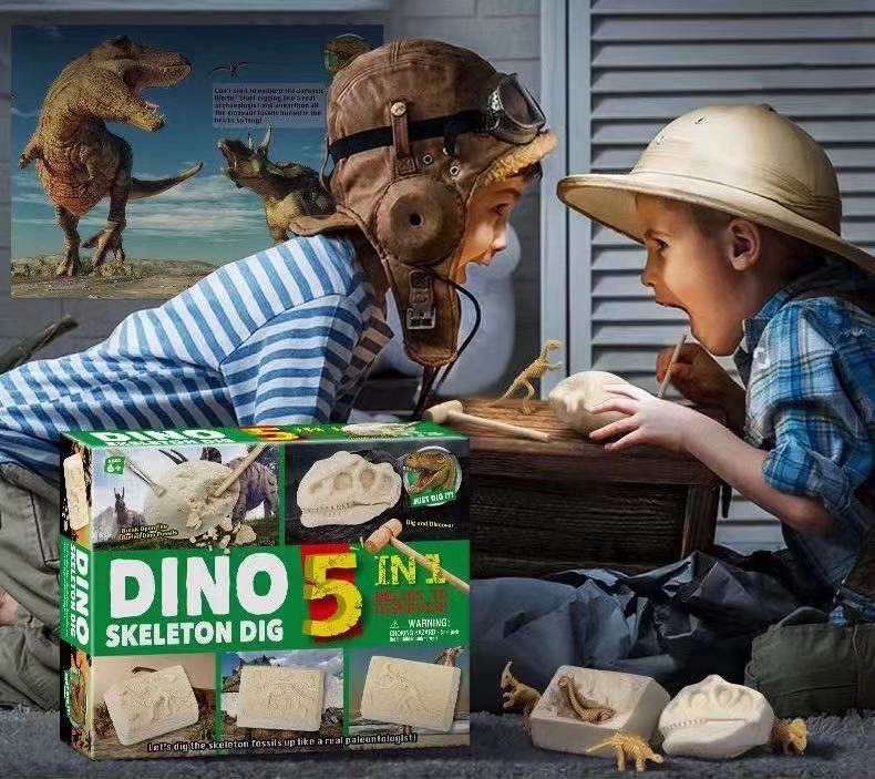 STEM Kids Dig Kit Pirate Treasure Dig / DINO Skeleton Dig 5 in 1- Fine motor skills toys