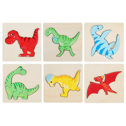 Dino Montessori Puzzles 6 Pack - Eco-Friendly Wooden Puzzles Set#2