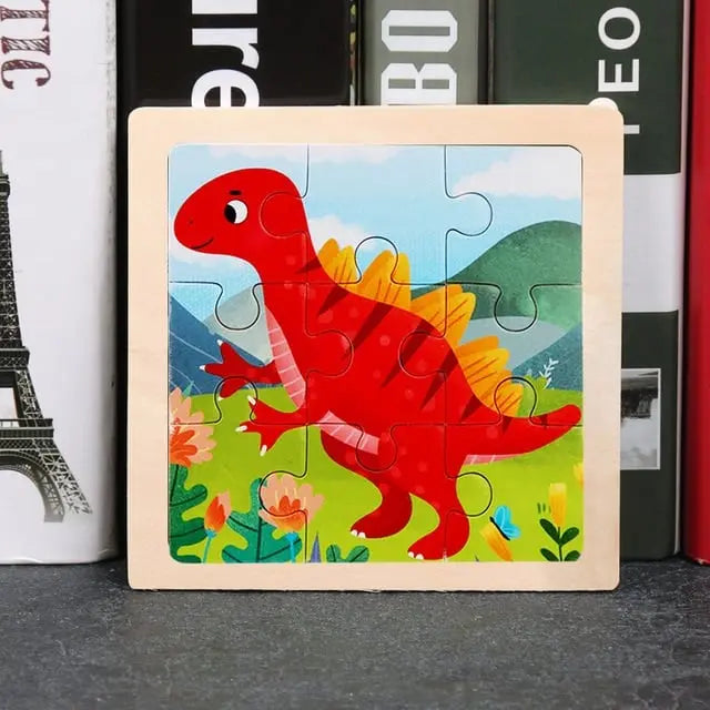 Fidtoy Dinosaur Wooden Puzzle – Educational Toy for Kids, Montessori-Inspired Learning & Fine Motor Development