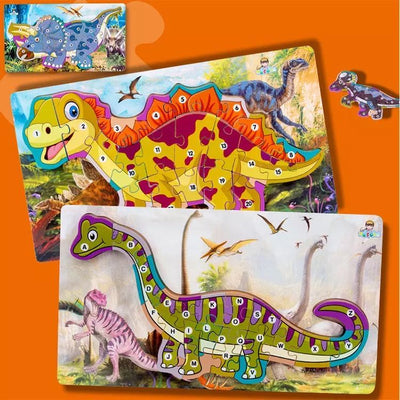 Rompecabezas de madera grande de dinosaurio 3D - Los mejores juguetes para aprender el alfabeto