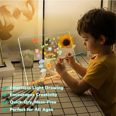 Fidtoy LED Drawing Pad for Kids – Colorful Light-Up Tracing Board for Creative Art, Travel & Home