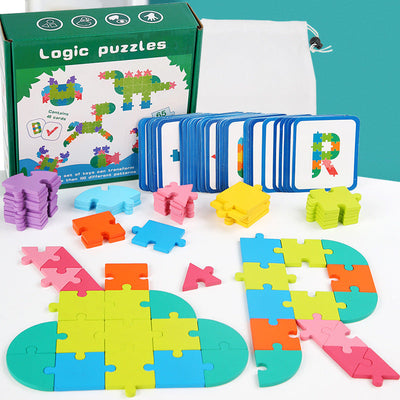 Fidtoy 65-Piece Wooden 3D Puzzle – Montessori Logical Thinking Toy for Kids Ages 4-6