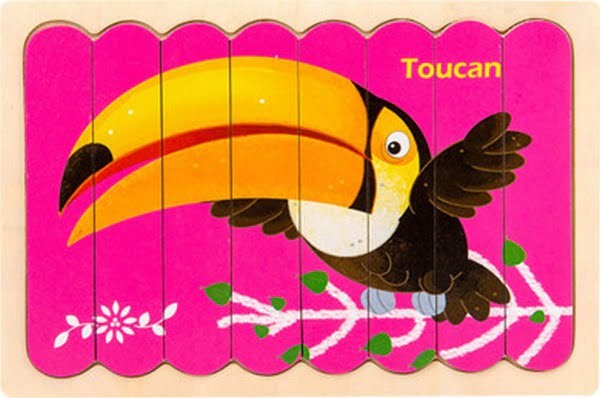 Extrokids Wooden Double sided 8Pc Stick Puzzle Toucan With Bear - EKT1629