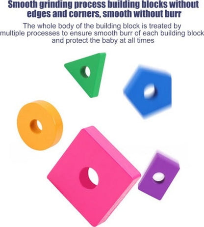 Extrokids Wooden Building Block with Multi Colour Matching Puzzle Game - EKT1707