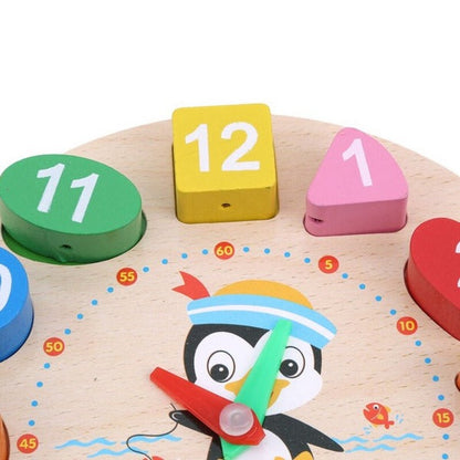 Wooden Seton Toddler Clock with Lacing | Interactive Time-Teaching Toy