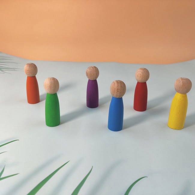 Extrokids 6 pcs Rainbow Peg Dolls Set EKT1489