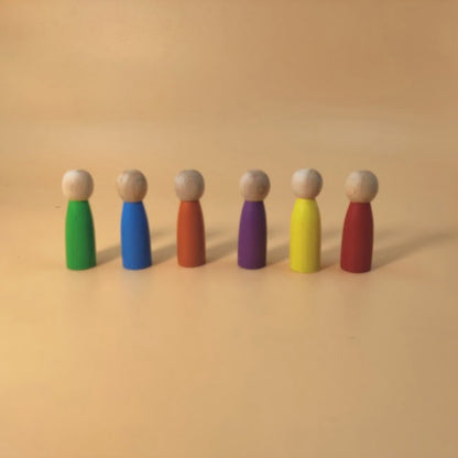 Extrokids 6 pcs Rainbow Peg Dolls Set EKT1489
