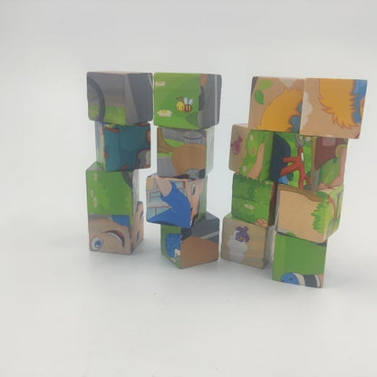 Wooden 16-Piece Cube Puzzle (One Random Design Shipped)