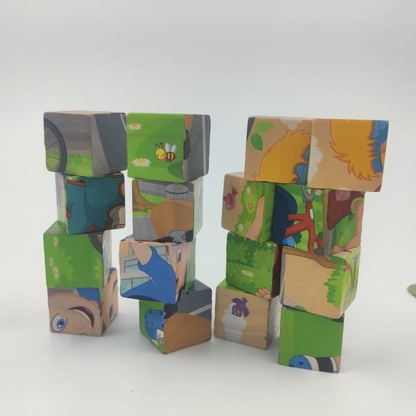 Wooden 16-Piece Cube Puzzle (One Random Design Shipped)