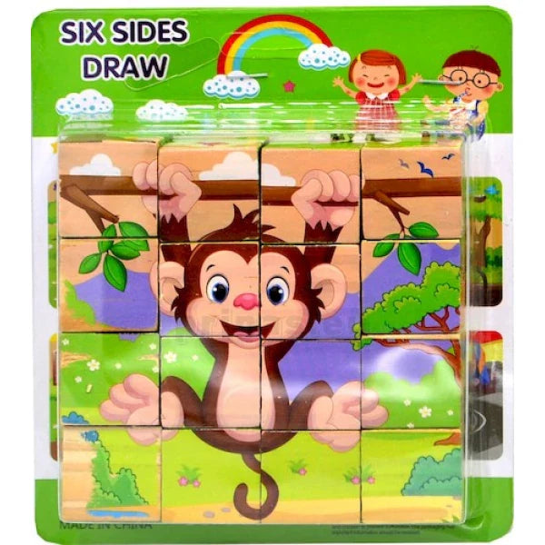 Wooden 16-Piece Cube Puzzle (One Random Design Shipped)