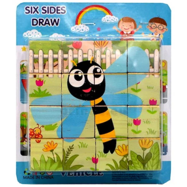 Wooden 16-Piece Cube Puzzle (One Random Design Shipped)