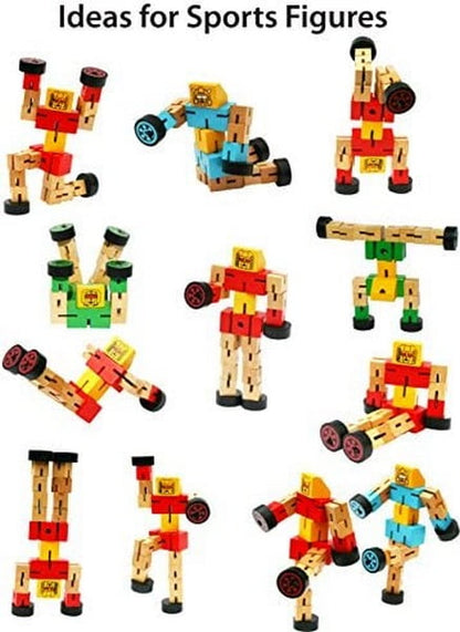 Wooden Robot Transformer - 2-in-1 Action Figure & Vehicle (Random Color Shipped)