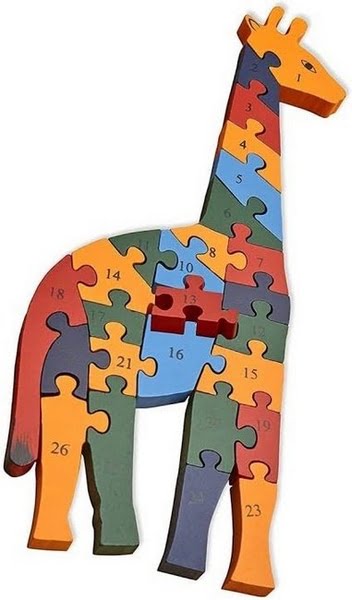 Wooden alphabet and number Chunky Jigsaw puzzles Girafee - EKT2260