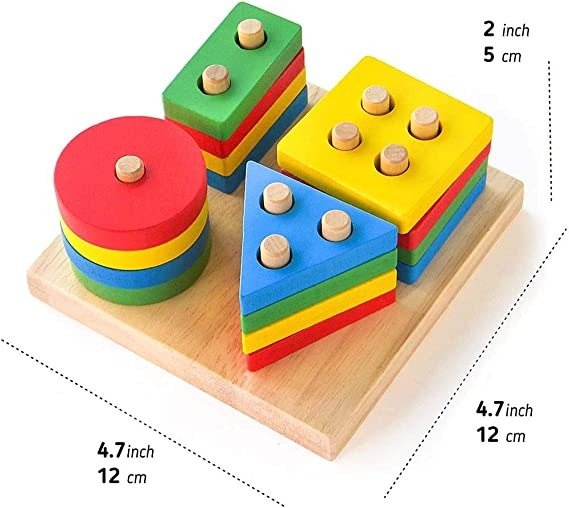 Wooden Shape sorter - colorfull for kids - EKT2414
