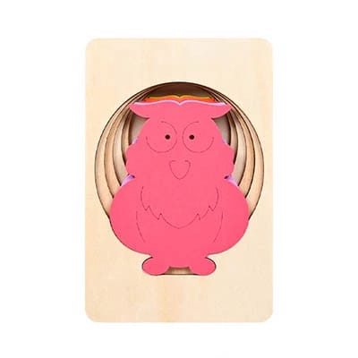 Wooden Five layer puzzle for kids -  - OWL - EKT2513