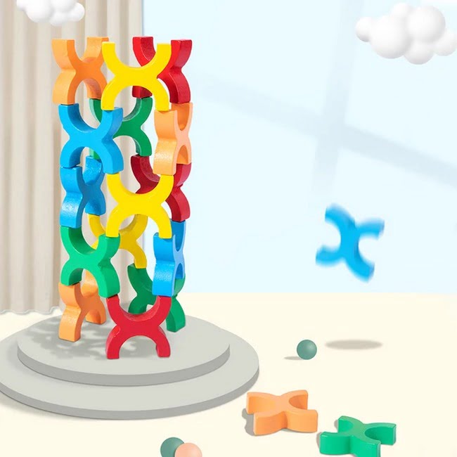 Wooden Stacking Blocks Set – 15 Pieces