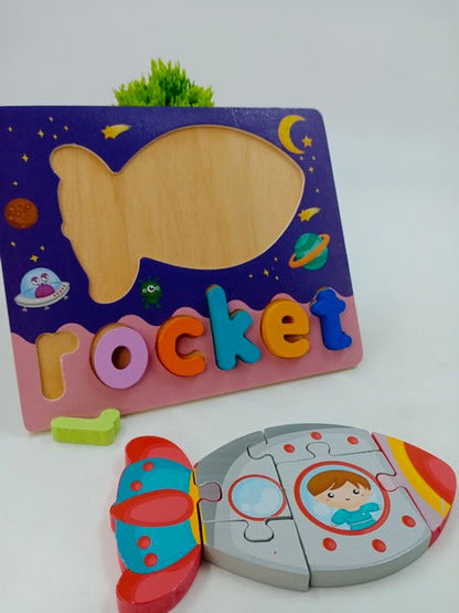 Wooden Zigsaw Puzzle Rocket - EKT2622